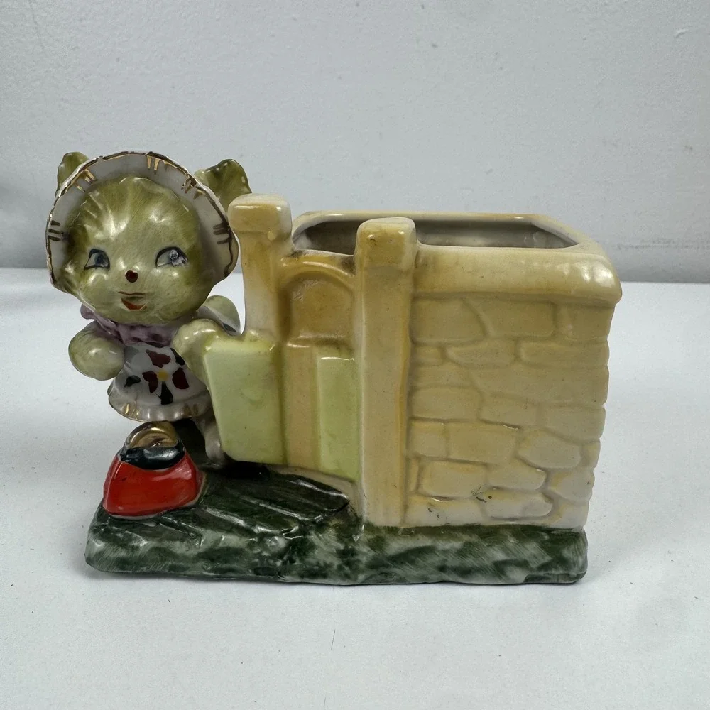 Vtg‎ Napco Style Big Eye Girl Planter Japan Mid Century Kitsch Vase Wales